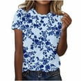 thumbnail image 2 of JTZGDY Tops for Women Plus Size Casual Floral Print Summer Short Sleeve Basic Crew Neck Graphic T-Shirts Loose Fit Oversized Dressy Pullover Blouse Multicolor#01 XL, 2 of 6