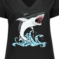 thumbnail image 4 of Inktastic Great White Shark Jumping Women's Plus Size V-Neck T-Shirt, 4 of 5