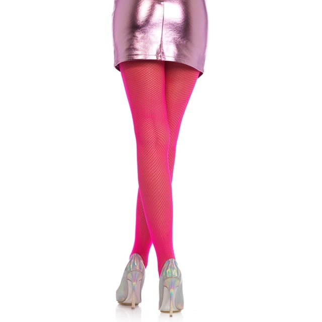 Medias de Red de Nylon Neon Rosa Talla Única Leg Avenue