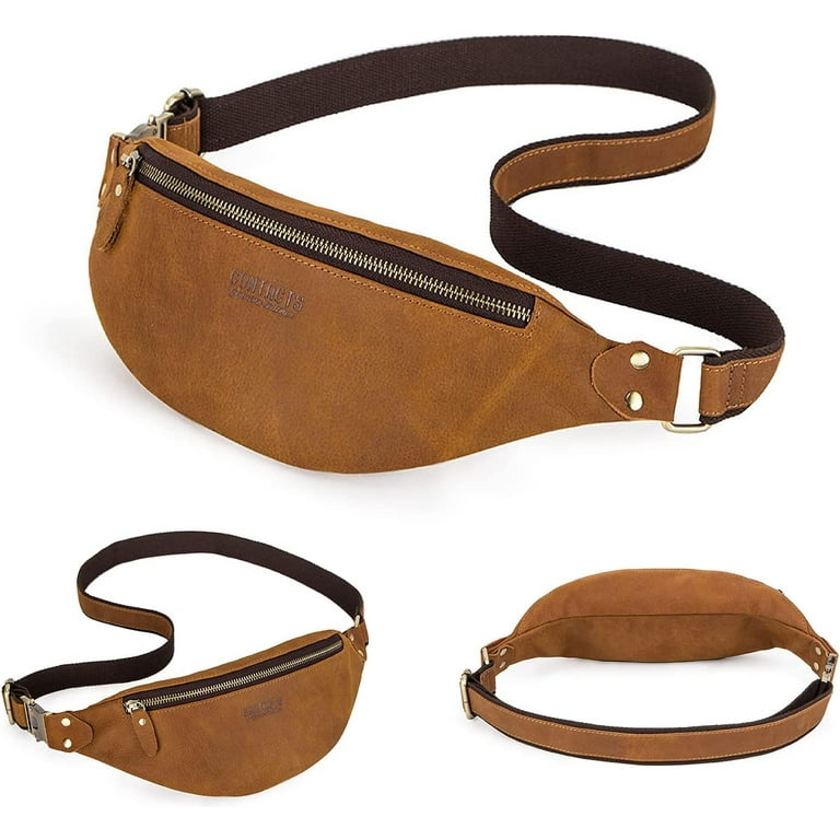 Tuoig Fashion Plaid Men Chest Bag Small Crossbody Belt Bags Man Zipper  Cross Body (Color : 1-Brown)