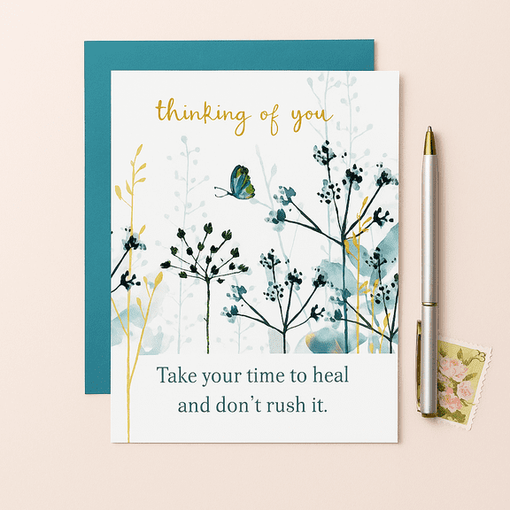 Thinking of You Card with Butterfly Design – Inspirational Healing Message – Blank Inside – Perfect for Get Well Soon, Sympathy, or Supportive Notes