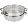 thumbnail image 1 of Spptty 2-Layer Steamer Pot Cooker 11in Stainless Steel with High-Quality Glass Lid, 1 of 9
