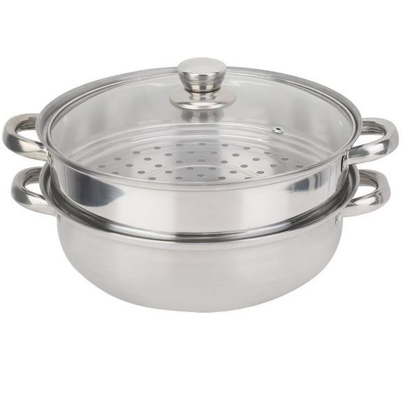 Herwey Stainless Steel Cookware 27cm/11in 2-Layer Steamer Pot Cooker Double Boiler Soup Steaming Pot, Steel Steamer Pot, Steel Steamer