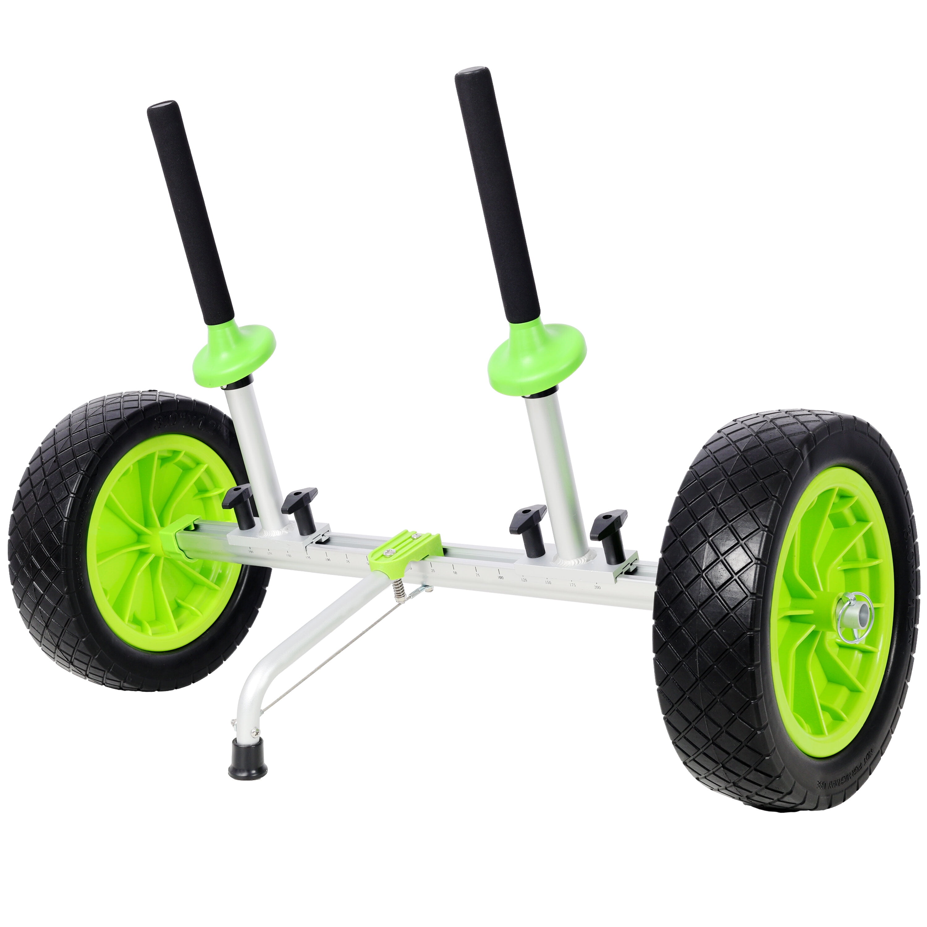 , Sit On Top Kayak Cart, Heavy-Duty Plug-in Kayak Cart Dolly with 12 Inch Solid Wheels,Width Adjustable, Green ,Aluminium ,