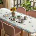 thumbnail image 3 of Happy Easter Table Cloths for 8 Foot Rectangle Tables, Spring Gnomes Rabbit Eggs Floral Lattice Patio Waterproof Elastic Fitted Tablecloths, Washable Rectangular Table Cover for Camping, 3 of 8