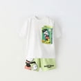 thumbnail image 3 of Conjunto de camiseta y pantalón corto de manga corta para niños y niñas, ropa de verano con estampado de dibujos animados, Tops con estampado bonito, traje informal, 3 of 4