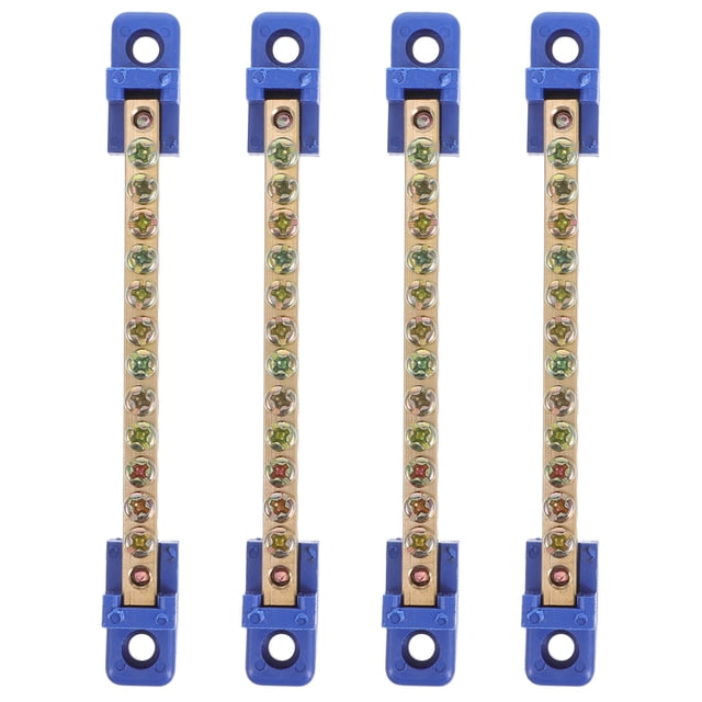 Miangastore 4pcs Copper Ground Bar Terminal Block With Base For Electrical Circuit Connection Grounding Bus Bar Ground Terminal Bar High Power Terminal Block Ground Bus Bar