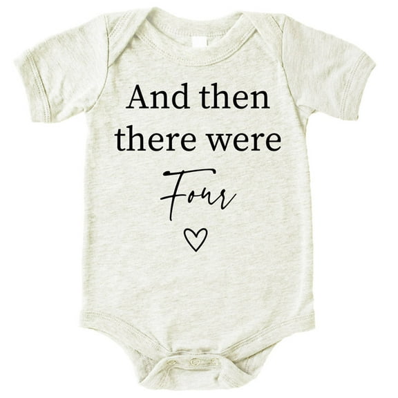 Baby Announcement And Then There Were 4 Heart Baby Big Sister Big Brother Sibling Natural Heather Bodysuit 6 Months