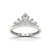 1/10Ct TDW Diamond 10k White Gold Crown Ring for Her