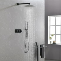 10" Brass Matte Black Rain Shower System - Wall-Mounted Combo Set with Handheld Sprayer & cUPC Certified Valve