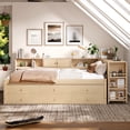 thumbnail image 3 of Harper & Bright Designs Twin Size Daybed Bed with Trundle and Storage Drawers, Wood Corner Bed Frame with Desk and Side Shelves for Boys and Girls, Golden, 3 of 13