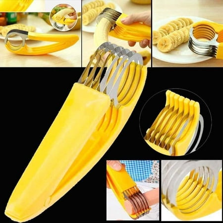 CABLEVANTAGE Banana Slicer Fruit Knife Kitchen Gadget Bar Tools Veggie Cutter Stainless Steel