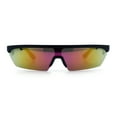 thumbnail image 5 of 80s Half Rim Narrow Rectangle Shield Retro Plastic Sport Plastic Sunglasses Black - Purple Mirror, 5 of 8