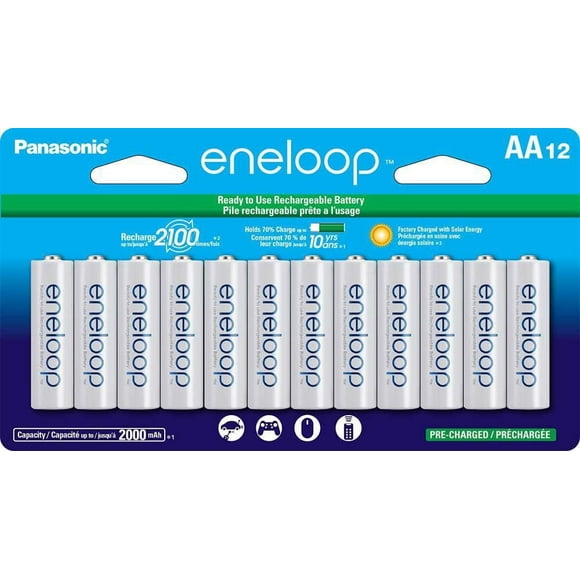 Panasonic Eneloop AA 2100 Cycle Ni-MH Pre-Charged Rechargeable Batteries, (Pack of 12)