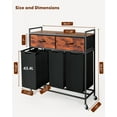 thumbnail image 3 of Laundry Basket with 3 Removable Section & 4 Wheels - Hamper with 2 Drawers, Wooden Shelf and Metal Frame Oversize 39"x13"x 37" - for Bathroom, Bedroom, Laundry room, 3 of 6