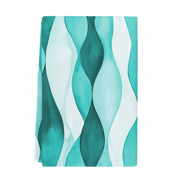 Dish Towels, Abstract Wave Pattern Texture Absorbent Kitchen Towels 1 PC, Turquoise Teal Microfiber Hand Towels Dish Cloths Tea Towels for Home  Bathroom,18X28-Inch,