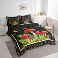 thumbnail image 3 of Feelyou Red Mushroom Plant Comforter Set 7pcs, Butterfly Galaxy Stars Queen Bedding Sets, 3 of 8