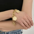 thumbnail image 3 of Moroccan Coin Bracelet Punk Gold Plated Cuban Chain Bracelet Coin Vintage Bohemian Statement Link Chain Bracelet for Women Men, 3 of 8