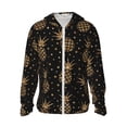 thumbnail image 2 of Uemuo Gold Glitter Pineapples Pattern Women's Full Zip UPF 50+ Sun Protection Hoodie Jacket Long Sleeve Sun Shirt Hiking Outdoor Performance with Pockets-X-Large, 2 of 9