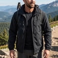 thumbnail image 2 of Men's Outdoor Waterproof Soft Shell Tactical Rain Jacket Windbreaker Bomber Jacket with Muti Zipper Pocket Big & Tall Size XS-5XL Black, 2 of 9