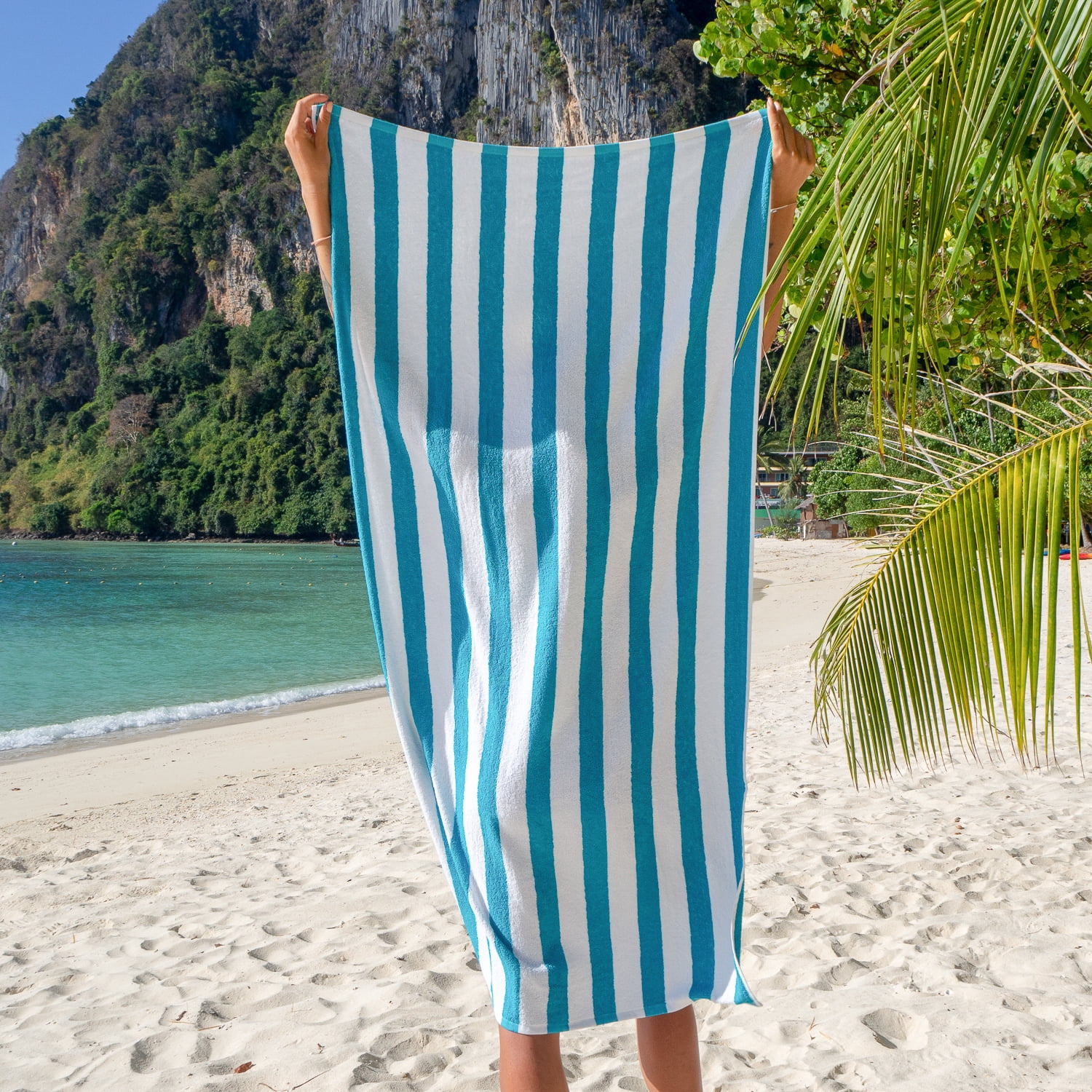 Arkwright Cali Cabana Beach Towels - 100% Ring Spun Cotton Pool Towel - 30 x 60 in. - (Bulk Case of 32) Blue