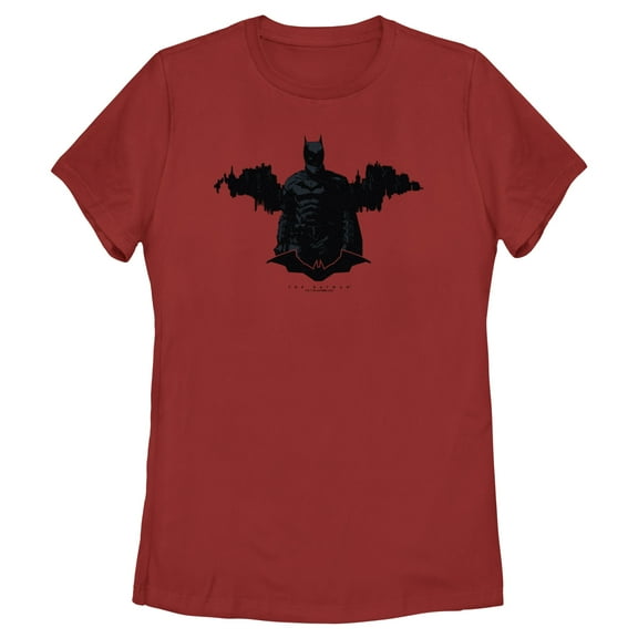 Women's The Batman Gotham Silhouette  Graphic Tee Red Small