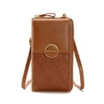 thumbnail image 1 of Bolsos cruzados pequeños para mujer, bolsos de cuero para teléfono móvil, cartera con cremallera, marrón, 1 of 6