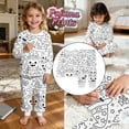 thumbnail image 2 of Afdoent Girls Pajamas Set Girls Halloween Print Hand Drawn Long Sleeve Pajama Loungewear Two Piece Outfit Holiday Party 5-6 Years, 2 of 7