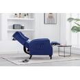 thumbnail image 3 of Modern Comfortable Upholstered Recliner Chair with 2 Storage Pockets, Leisure Linen Fabric Recliner Chair for Living Room Bedroom Office, Navy, 3 of 9