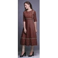 thumbnail image 3 of Bimba Maroon2 Geometric Leaves & Floral Printed Indian Kurtis For Women Anarkali Kurti Maxi Casual Dress Small, 3 of 5