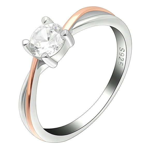 Carina Engagement Ring Rose Gold Plated Sterling Silver Zirconia Ginger Lyne Collection