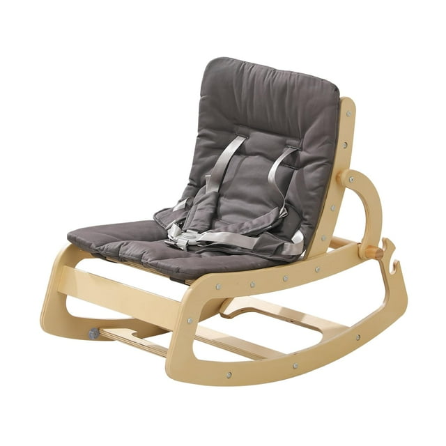Silla mecedora Baby Baotree, 3 en 1, ajustable, madera, gris