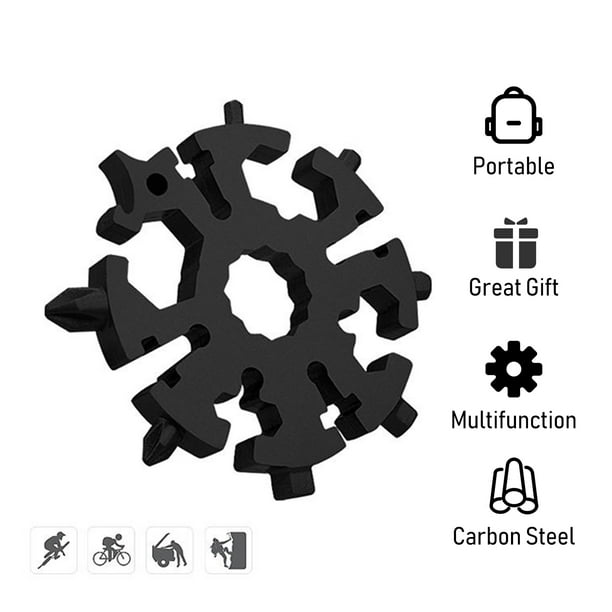 20 In 1 Snow flake Multi Tool With Keychain Snowflake Wrench Multifunction Bottle Opener Screwdriver Kit Hand DIY Tool Adventure Tool for Outdoor