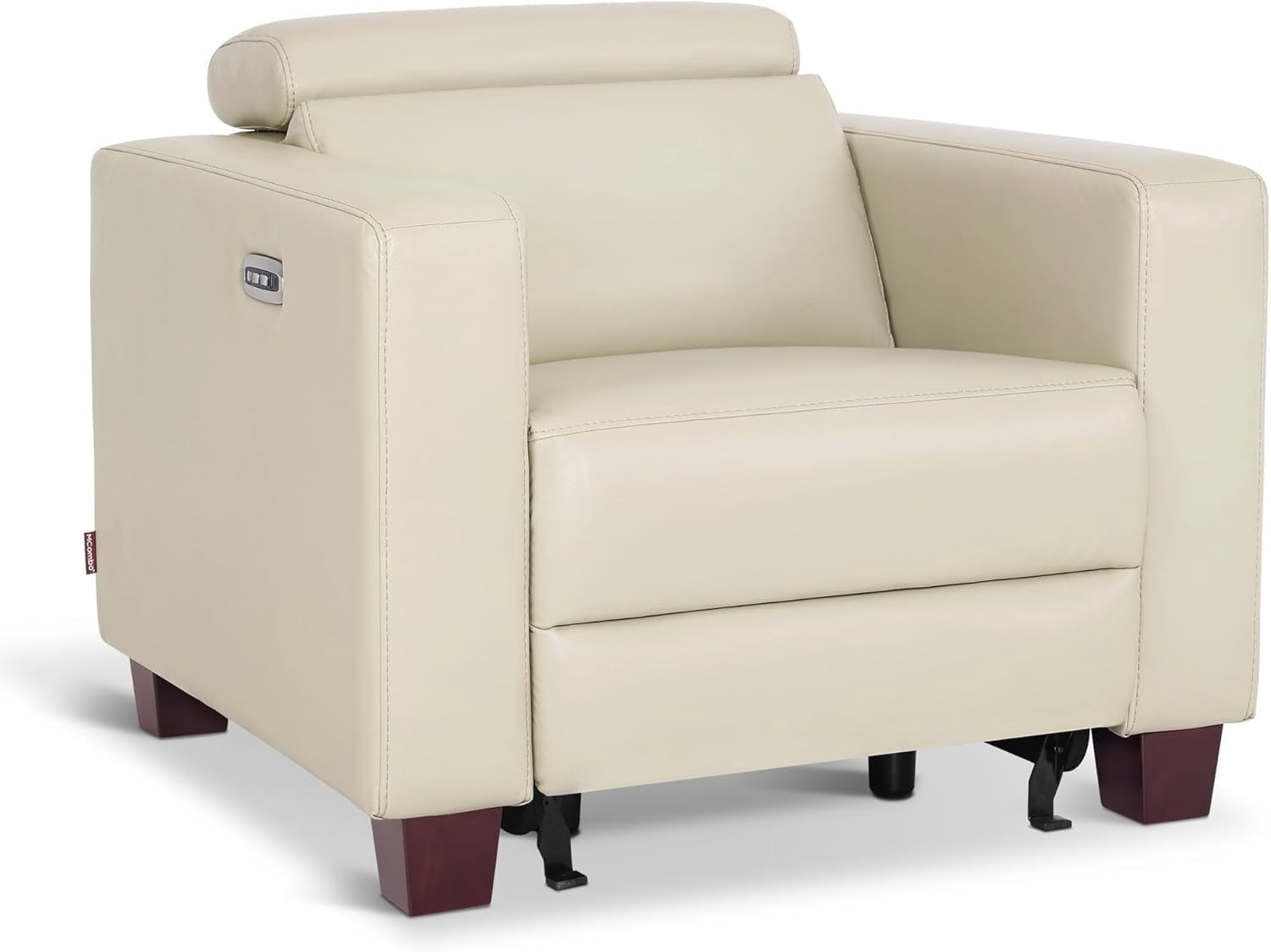 MCombo Wall-Hugger High Leg Power Recliner Chair with Adjustable Headrest and USB&Type C Dual Charge Ports for Living Room, Office, and Small Spaces (Faux Leather, HL128) (Cream White)