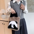 thumbnail image 3 of Bolso Mano Con Panda Peluche 24 Nuevos Estilos Cubo Peludo Lindo Que Cubre La Cara Gran Capacidad (marrón), 3 of 9