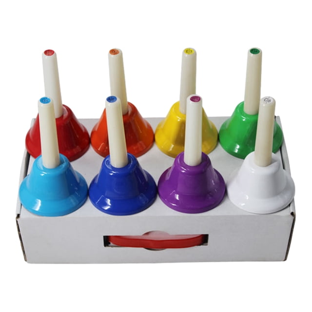 Sonajeros de mano con campana de clase, juego de juguetes musicales Orff de 8 notas para niños, aula, iglesia