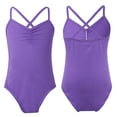 thumbnail image 7 of Vxuxlje Kids Girls Straps Criss-cross Back Ballet Dance Leotard Gymnastics Bodysuit Camisole Tops Purple 2XL, 7 of 7