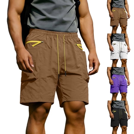 Stamzod Men Shorts Athletic Hiking Cargo Shorts Outdoor Travel Fishing Golf Work Shorts for Men with Multipocket Brown M
