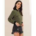thumbnail image 4 of Unique Bargains Women's Stand Collar Zip Up Flap Pocket Long Sleeve Bomber Jacket XL Olive Green, 4 of 6