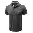 thumbnail image 3 of Fangasis Men T Shirts Short Sleeve Polo Shirt Henley Summer Tops Mens Athletic Tee Casual Sport T-shirt Dark Gray L, 3 of 7