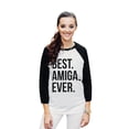thumbnail image 2 of Thread Tank Best Amiga Ever Unisex 3/4 Sleeves Baseball Raglan White Black X-Small, 2 of 4