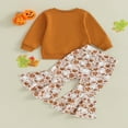 thumbnail image 4 of Ensemble d'Halloween à la Mode pour Filles, Chandail à Imprimé Citrouille et Pantalon Évasé, 4 of 8