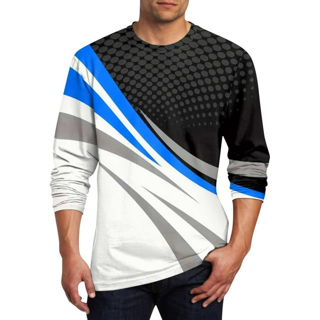 Blusas y camisas de manga larga y cuello redondo para hombre, estilo casual, estampado, cuello redondo, manga corta, poliéster