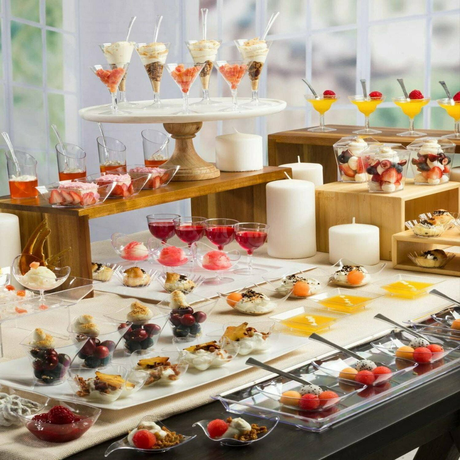 Lillian Tablesettings 12-Pack Mini Clear Plastic Flourish Dishes | 3 Oz Appetizer Dessert Cups, BPA Free, Disposable
