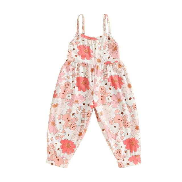 Gupgi Combinaisons de Noël pour Filles Enfants Imprimé Fleur de Bonbon Sans Manches