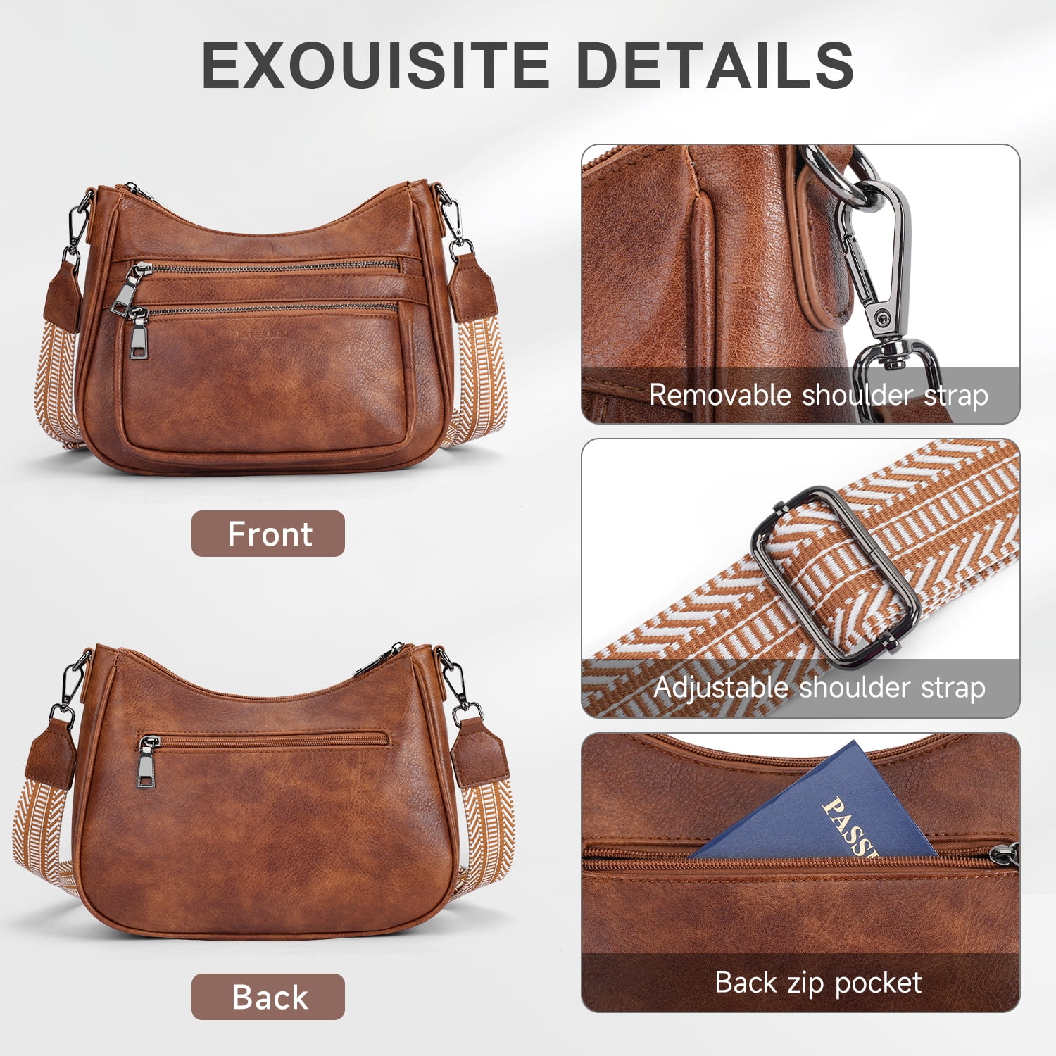 Small Crossbody Bag for Women, Cell Phone Purse Womens Shoulder Handbags Wallet Purse with Credit Card Slots Adjustable Guitar Strap
