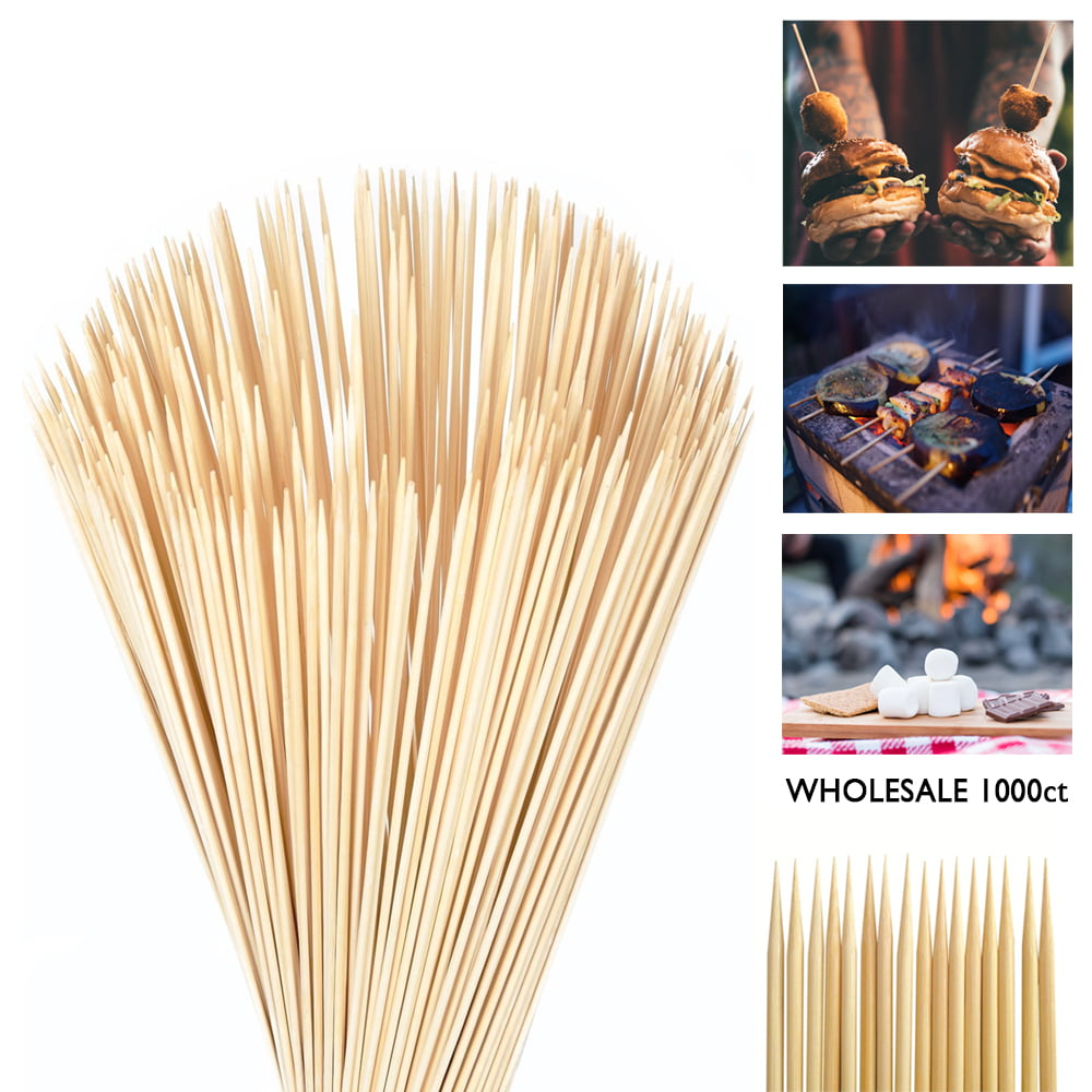 Deluxe Bamboo Skewers BBQ GRILL Skewer PACK OF 100 Bamboo Shish KebabsHYT 