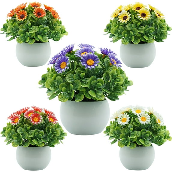 SPRING PARK Artificial Mini Potted Plants Plastic Faux Bonsai Plants for Bathroom Home Office Desk Decorations
