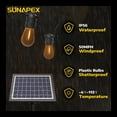 thumbnail image 5 of SUNAPEX Solar String Lights Outdoor Waterproof, 96FT Solar Patio Lights with Shatterproof Edison Bulbs,Outdoor String Lights Solar Powered for Patio,Camping,Backyard, 5 of 10