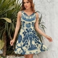 thumbnail image 7 of Beautiful Vintage Blue Chinoiserie Toile Dress Fashion Beach Long Dresses Female Party Printed Sundress, 7 of 7